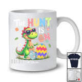 Personalized Custom Name The Hunt Is On; Colorful Easter T-Rex Dinosaur Sunglasses; Egg Hunt T-Shirt