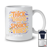 Personalized Custom Name Thick Thighs Spooky Vibes; Joyful Halloween Bats Skulls; Family T-Shirt