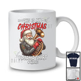 Personalized Custom Name This Is My Christmas Pajama Shirt; Joyful Santa Playing Tuba T-Shirt