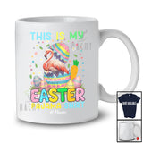 Personalized Custom Name This Is My Easter Pajama Shirt; Lovely Flamingo In Broken Easter Egg T-Shirt