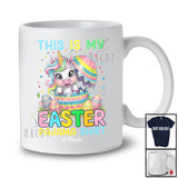Personalized Custom Name This Is My Easter Pajama Shirt; Lovely Unicorn In Broken Easter Egg T-Shirt