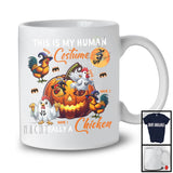 Personalized Custom Name This Is My Human Costume Chicken, Humorous Halloween Chicken Pumpkin T-Shirt