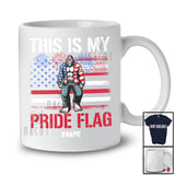 Personalized Custom Name This Is My Pride Flag; Amazing 4th Of July US Flag Bigfoot Patriotic T-Shirt
