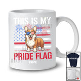 Personalized Custom Name This Is My Pride Flag; Amazing 4th Of July US Flag Corgi Patriotic T-Shirt