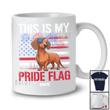 Personalized Custom Name This Is My Pride Flag; Amazing 4th Of July US Flag Dachshund Patriotic T-Shirt
