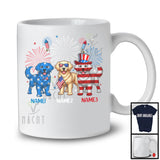 Personalized Custom Name Three Blue Red White Golden Retriever, Adorable 4th Of July USA Flag Patriotic T-Shirt