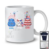 Personalized Custom Name Three Blue Red White Guinea Pig, Adorable 4th Of July USA Flag Patriotic T-Shirt