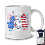 Personalized Custom Name Three Blue Red White Llama, Adorable 4th Of July USA Flag Patriotic T-Shirt