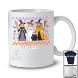 Personalized Custom Name Three Colorful Witch; Lovely Halloween Groovy Bow Tie; Flowers T-Shirt