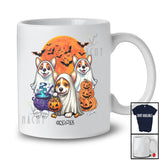 Personalized Custom Name Three Corgi Boo Ghost Cosplay; Lovely Halloween Moon Corgi Owner T-Shirt