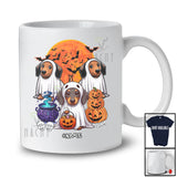 Personalized Custom Name Three Dachshund Boo Ghost Cosplay; Lovely Halloween Moon T-Shirt