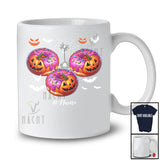 Personalized Custom Name Three Donut Pumpkin Face; Scary Halloween Donut Eating Food Lover T-Shirt