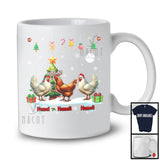 Personalized Custom Name Three Elf Santa Chicken Snowing; Joyful Christmas Tree Animal T-Shirt