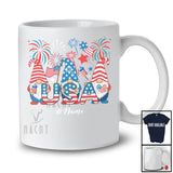 Personalized Custom Name Three Gnomes Holding USA; Joyful 4th Of July American Flag Patriotic T-Shirt