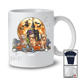 Personalized Custom Name Three Mummy Witch Zombie Golden Retriever; Scary Halloween Moon T-Shirt