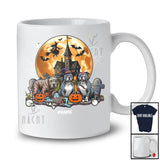 Personalized Custom Name Three Mummy Witch Zombie Pit Bull; Scary Halloween Moon Family T-Shirt