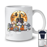 Personalized Custom Name Three Mummy Witch Zombie Poodle; Scary Halloween Moon Family T-Shirt