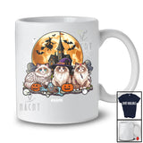 Personalized Custom Name Three Mummy Witch Zombie Ragdoll Cat; Scary Halloween Moon T-Shirt