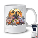 Personalized Custom Name Three Mummy Witch Zombie Sphynx Cat; Scary Halloween Moon T-Shirt