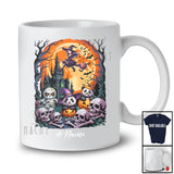 Personalized Custom Name Three Panda Witch Mummy Pumpkin; Horror Halloween Wild Animal T-Shirt