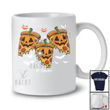 Personalized Custom Name Three Pizza Pumpkin Face; Scary Halloween Pizza Eating Food Lover T-Shirt