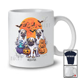 Personalized Custom Name Three Pug Boo Ghost Cosplay; Lovely Halloween Moon Pug Owner T-Shirt