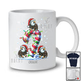 Personalized Custom Name Three Santa Eagle On Candy Cane; Amusing Christmas Lights Bird T-Shirt