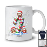 Personalized Custom Name Three Santa Owl On Candy Cane; Amusing Christmas Lights Bird T-Shirt