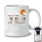 Personalized Custom Name Three Skeletons Hug Beagle; Lovely Halloween Moon Family T-Shirt