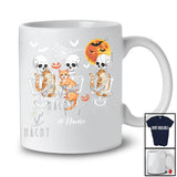 Personalized Custom Name Three Skeletons Hug Cat; Funny Cat Owner Halloween Costume T-Shirt