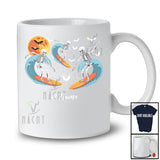 Personalized Custom Name Three Skeletons Surfing; Joyful Halloween Surfer; Family T-Shirt