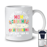Personalized Custom Name Three Titles Mom Grandma Great Grandma; Lovely Mother's Day Hearts T-Shirt