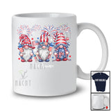 Personalized Custom Name Three USA Gnomes; Adorable 4th of July Gnomies Patriotic; Family T-Shirt