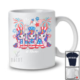 Personalized Custom Name Three Unicorns Holding USA; Joyful 4th Of July American Flag Patriotic T-Shirt