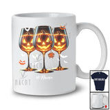 Personalized Custom Name Three Wine Pumpkin Face; Horror Halloween Drinking Drunker T-Shirt