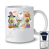 Personalized Custom Name Three Witch Ghost Pumpkin Avocados; Horror Halloween Fruit Vegan T-Shirt