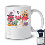 Personalized Custom Name Three Witch Ghost Pumpkin Watermelons; Horror Halloween Fruit Vegan T-Shirt