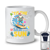 Personalized Custom Name Tis The Sea Sun; Cheerful Christmas In July Summer Santa Surfing T-Shirt