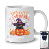 Personalized Custom Name Too Cute To Be Scary; Lovely Halloween Witch Cat In Pumpkin T-Shirt