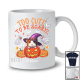 Personalized Custom Name Too Cute To Be Scary; Lovely Halloween Witch Guinea Pig In Pumpkin T-Shirt