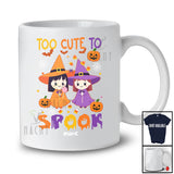 Personalized Custom Name Too Cute To Spook; Lovely Halloween Two Witch Girls; Women Family T-Shirt