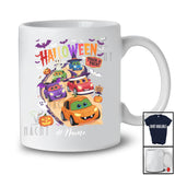 Personalized Custom Name Trick Or Treat; Amusing Halloween Cartoon Car; Boys Family T-Shirt