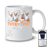 Personalized Custom Name Trick Or Treat; Horror Halloween Four Boo Ghost Chihuahua Owner T-Shirt