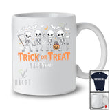 Personalized Custom Name Trick Or Treat; Horror Halloween Four Skeleton Squad; Family Group T-Shirt