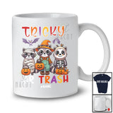 Personalized Custom Name Tricky And Trash; Lovely Halloween Three Raccoon Mummy Witch T-Shirt