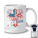 Personalized Custom Name True Freedom; Awesome 4th of July US Flag Jesus Cross; Patriotic T-Shirt