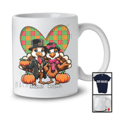 Personalized Custom Name Turkey Couple, Lovely Thanksgiving Turkey Pumpkins, Plaid Heart Couple T-Shirt