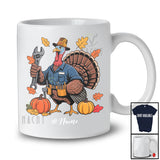 Personalized Custom Name Turkey Mechanic; Amusing Thanksgiving Fall Leaf Pumpkin; Proud Job T-Shirt