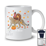 Personalized Custom Name Turkey Riding A Cheetah; Awesome Thanksgiving Fall Wild Animal T-Shirt