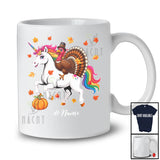 Personalized Custom Name Turkey Riding A Unicorn; Awesome Thanksgiving Fall Unicorn Lover T-Shirt